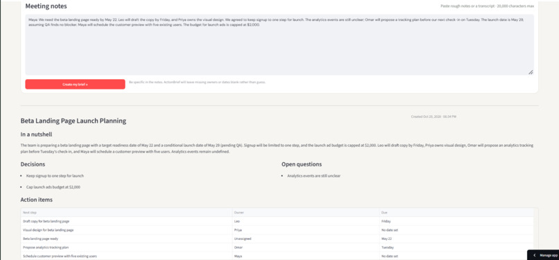 ActionBrief – screenshot 2