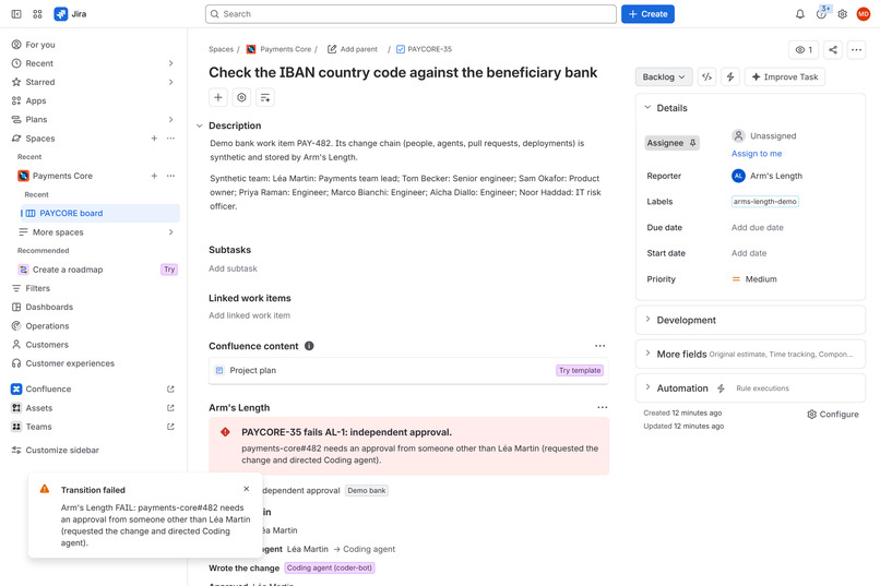 Arm's Length: independent approval for agent-written code – screenshot 4