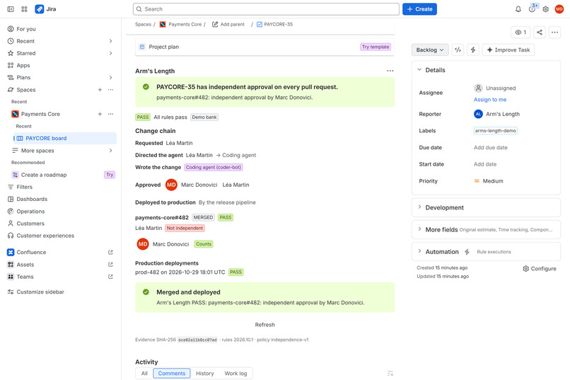 Arm's Length: independent approval for agent-written code – screenshot 5