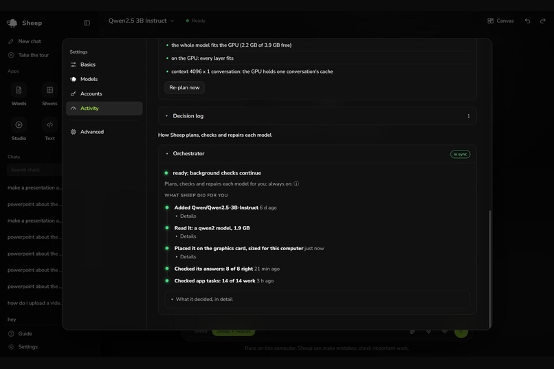 Sheep: Local AI Engine and Office Assistant – screenshot 1