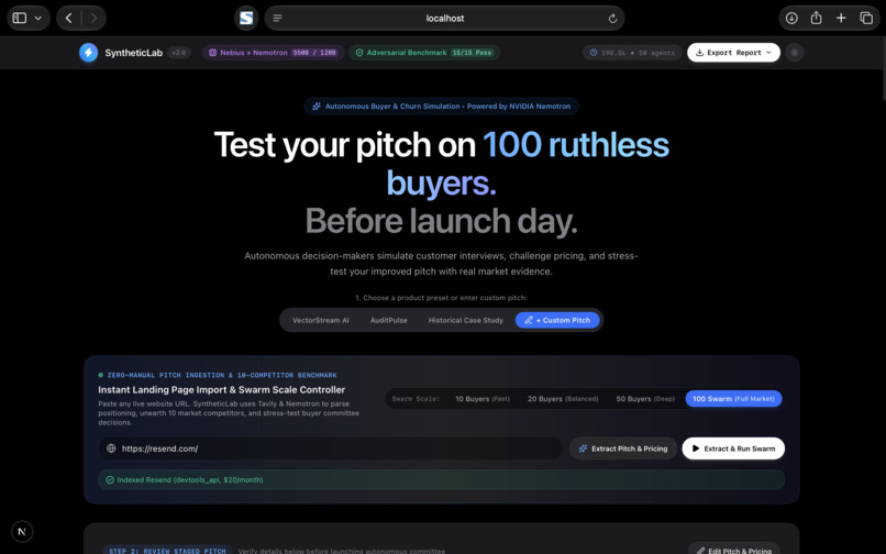 SyntheticLab — Autonomous Adversarial Buyer Simulation – screenshot 1