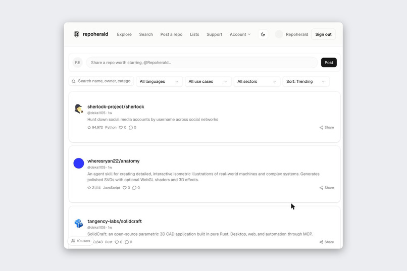 Repoherald – screenshot 1