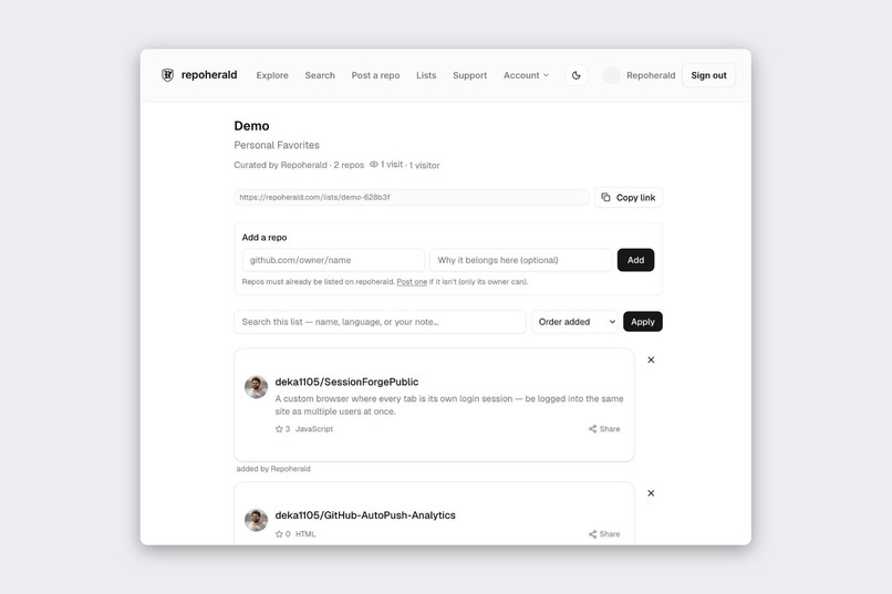 Repoherald – screenshot 3