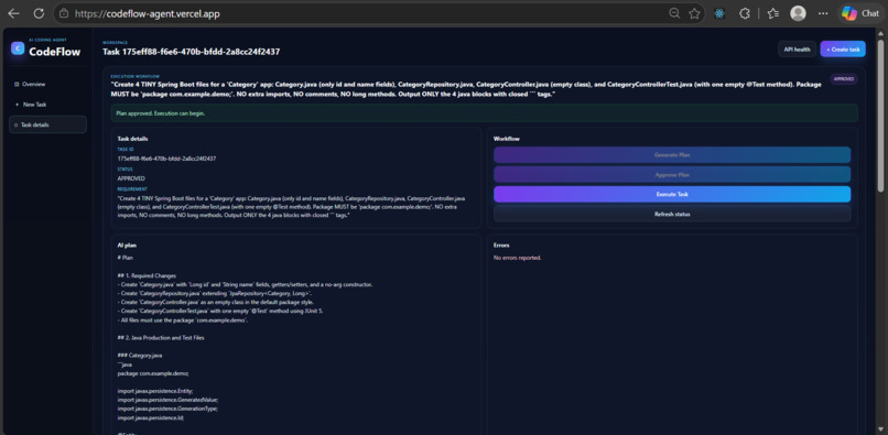CodeFlow Agent — AI Coding Workflow Assistant – screenshot 5
