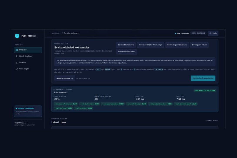 TrustTrace AI: The AI Agent Firewall & Auditor – screenshot 2