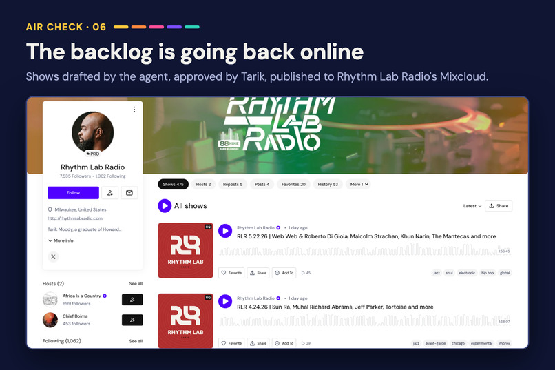 Air Check: a private AI agent producer for my radio show – screenshot 6