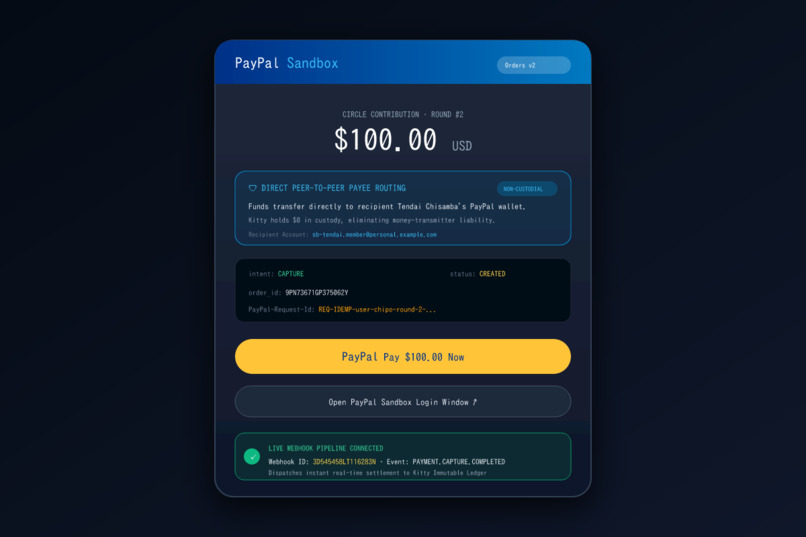 Kitty: Autonomous Rotating Savings on PayPal – screenshot 1