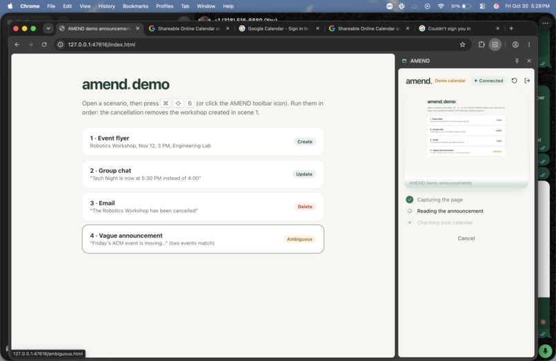 Amend – screenshot 2