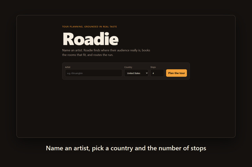 Roadie: an AI tour manager for indie musicians – screenshot 1