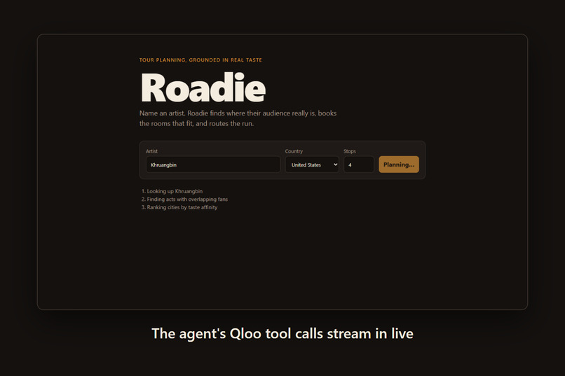 Roadie: an AI tour manager for indie musicians – screenshot 2