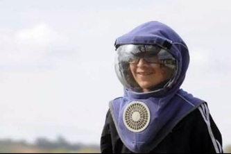 Helmet with filtered air flow (Casco C/flujo aire filtrado)