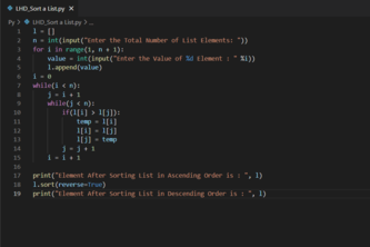 Write a script to sort a list