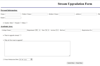 Stream Upgradation Form