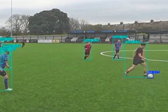 YOLO V11 sports ball tracking with rectilinear footage