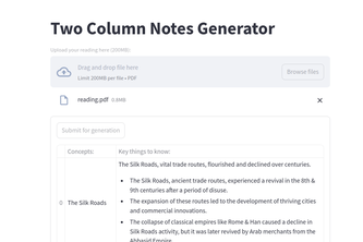 World History RAG Two Column Notes Generator
