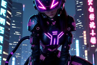 Cyberpunk Cat Woman On The Prowl 