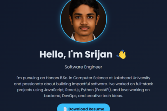 Srijan Ravisankar's Resume