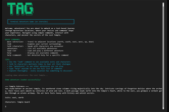TAG - Terminal Adventure Game (on steroids)