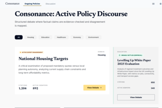 Consonance: ​ AI-powered ​ clarity for complex debates.