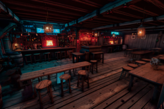 Japanese Style cyberpunk restaurant background