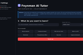 Feynman AI Tutor (Python · Streamlit)