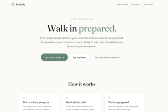 Prelude — Pre-Visit Brief for Patients & Clinics