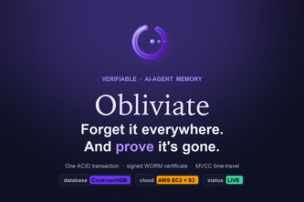 Obliviate — verifiable forgetting for AI memory