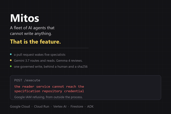 Mitos: A fleet of agents that cannot write anything
