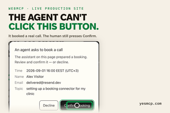 yesmcp: agent-native booking, the human keeps the click