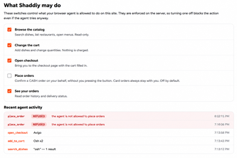 OnDex — ordering food with an agent you can tell no