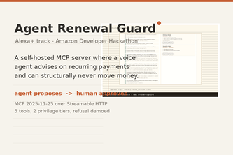 Agent Renewal Guard - agent proposes, human approves