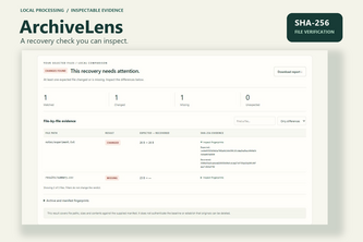 ArchiveLens — Recovery Verification Workbench