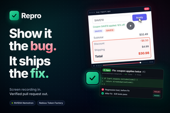 Repro: Show it the bug. It ships the fix.