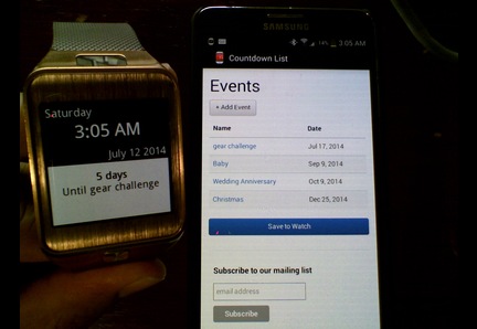 Countdown List | Samsung Gear App Challenge